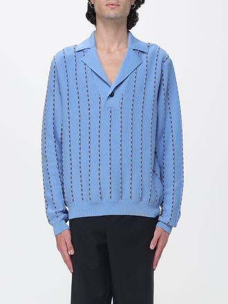 Fendi Polo a maniche lunghe in maglia di cotone a righe con colletto cubano