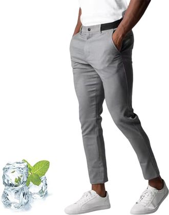 Generic Bizgent Active Chinos, Foueo Active Chino Pants Men, Mens Chinos Slim Fit Stretch Skinny Tapered Dress Pant (Gray,XL)