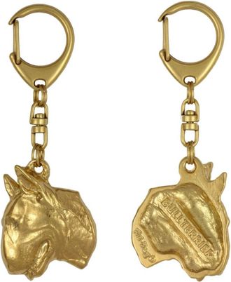 OEM Bull Terrier, Bull Terrier Ii: Llavero Ba&ntilde;ado En Oro Con Un Perro En Una Caja De Regalo, Decoraci&oacute;n De Bolso, Accesorio De Lujo De Art-dog