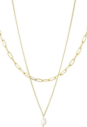 st. Moran Set of 2 Assorted Freshwater Pearl Necklaces in Gold/white at Nordstrom