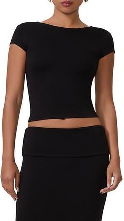 AFRM Lola Open Back Crop Top in Noir at Nordstrom Rack, Size X-Large