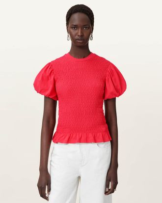 AllSaints Dael Smocked Slim Top