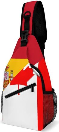 Generic Canada And Spain Flag Mens Crossbody Chest Sling Bag for Travel Hiking Lightweight Shoulder Bags with Small Side