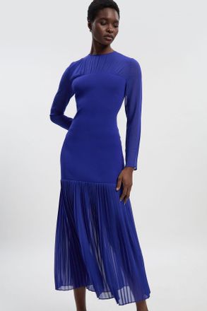 Karen Millen Womens Figure Form Woven Bandage Knit Mix Dress - Blue Viscose - Size X-Small