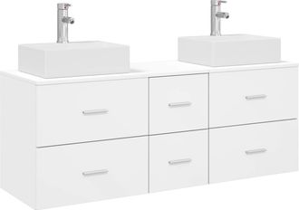 vidaXL Juego De Muebles De Ba&ntilde;o 3 Uds. Blanco 49,5 X 41 X 62,5 Cm Vidaxl