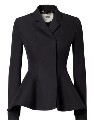 Fendi grain-de-poudre wool jacket - women - Wool/Cupro - 42 - Black
