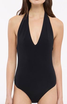 Another Tomorrow Halter Bodysuit in Black at Nordstrom, Size X-Large It