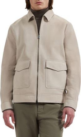 Bugatchi Suede Bomber Jacket in Sand at Nordstrom, Size Xx-Large