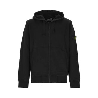 Stone Island Cotton Fleece Zip-Up Sweatshirt - Heren - Vesten met rits - Zwart - S - Katoen - Hoodies & sweatvesten