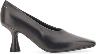 Maison Margiela Pointed Toe Leather Pumps With Flared Heel