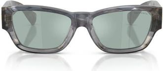 Tiffany & Co. 54mm Rectangular Sunglasses in Geometric Black Havana /Azure at Nordstrom