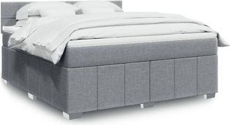 vidaXL Cama Box Spring Con Colch&oacute;n Tela Gris Claro 180x200 Cm