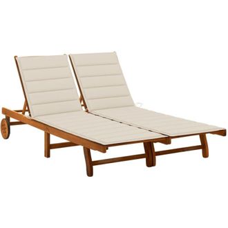 vidaXL Tumbona De Jard&iacute;n 2 Personas Y Cojines Madera Maciza De Acacia Vidaxl