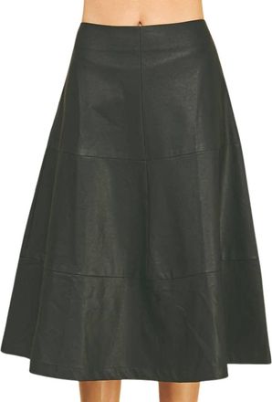Pinch Design Tiered Leather A-Line Skirt In Black