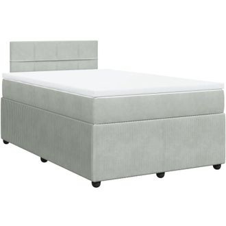 vidaXL Vidaxl - Cama Box Spring Con Colch&oacute;n Terciopelo Gris Claro 120x190 Cm