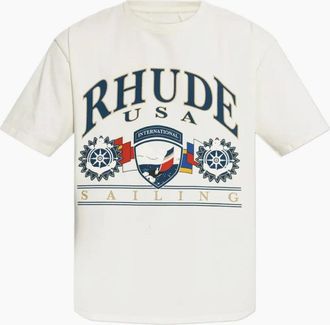 Rhude Mens Rhude USA Sailing Icon T-Shirt White - Size: 36