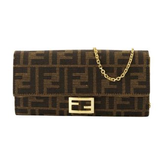 Fendi Shoulder Bags, female, Brown, Size: ONE SIZE Chain Baguette Shoulder Bag