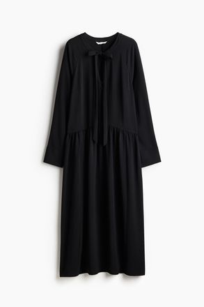 H&M Kleid mit Bindekragen - Schwarz