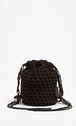 Bimba & Lola Plaited Mini Bucket Bag in Brown at Nordstrom
