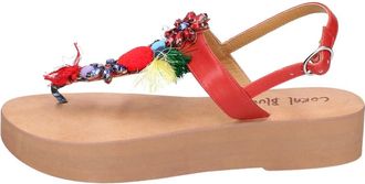 Coral Blue Flat Sandals, female, Multicolor, Size: 10 US Leather Womens Sandals Stylish Comfort