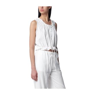Dunst Frill Sleeveless Blouse - female - Dunst - Sleeveless Tops - White - M - Tops