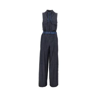 Emporio Armani Lightweight denim jumpsuit with belt Woman 42
