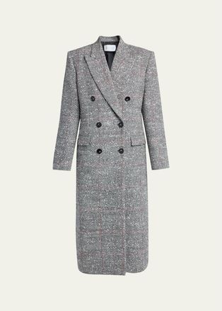 Stella McCartney Double-Breasted Check Boucle Long Coat