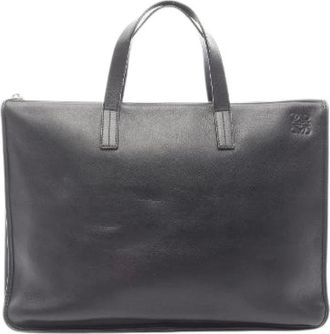 Loewe Pre-owned Tote Bags, male, Black, Size: ONE SIZE Pre-owned Anagram Leather Briefcase