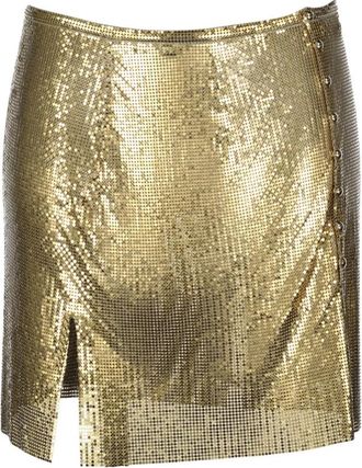 Paco Rabanne Gouden Mesh Mini Rok - Dames - Korte rokken - Geel - S - Rokken