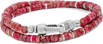 Nialaya Heishi Howlite wrap bracelet - men - Howlite/stainless steel - M - Red