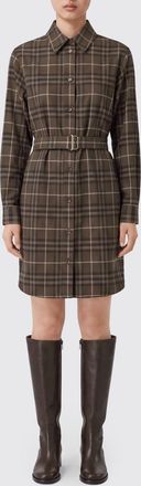 Burberry Check Pattern Cotton Mini Shirt Dress with Waist Belt