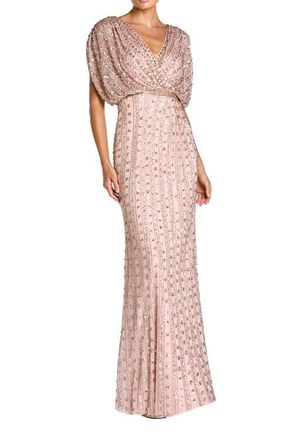 Mac Duggal Embellished Blouson V Neck Column Gown Dress in Vintage Rose at Nordstrom, Size 12