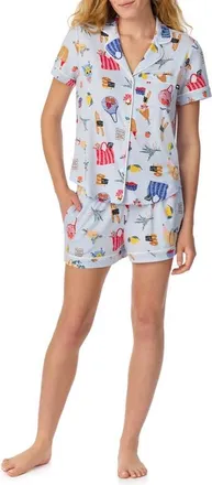 Kate Spade New York Print Short Sleeve Pajamas in Aqua Print at Nordstrom, Size X-Large