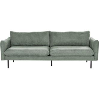 Beliani Sof&aacute; Moderno 3 Plazas Asiento Acolchado Patas Metal Negro Tela Chenilla Verde Vinterbro