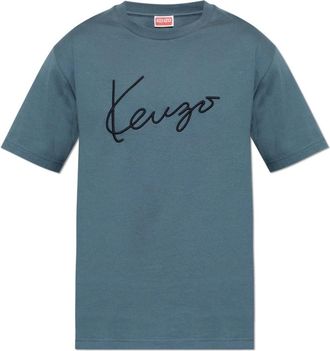 Kenzo T-shirt met geborduurd logo - Heren - T-shirts - Blauw - L - Katoen - Tops
