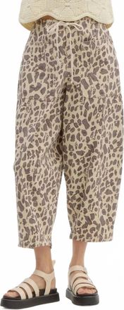 Entro Cheetah Barrel Pants In Beige