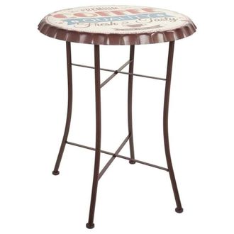 Wanderlust Deco Mesa redonda de metal beige d60x71