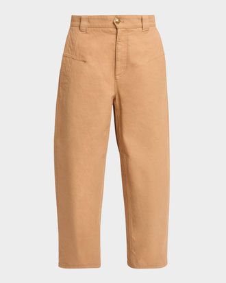 Chlo&eacute; Cotton Canvas Barrel-Leg Trousers