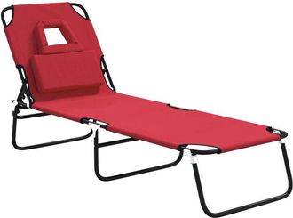 vidaXL Tumbona Plegable Acero Recubrimiento En Polvo Tela Oxford Rojo Vidaxl