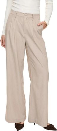 N&uuml;mph Nufloria Pants - Dames - Wijde Broeken - Beige - M - Polyester - Broeken