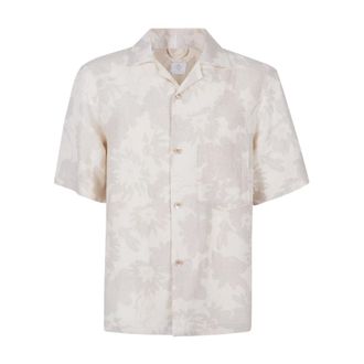 Eleventy Bowling Collar Short Sleeve Shirt - male - Eleventy - Short Sleeve Shirts - Beige - XL - Shirts