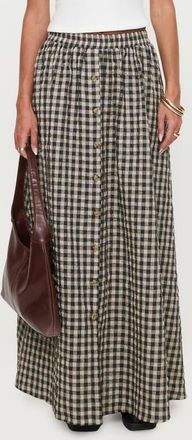 Princess Polly Cartmel Check Maxi Skirt in Black /Cream at Nordstrom, Size 10