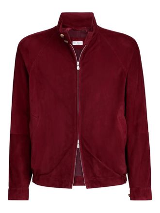 Brunello Cucinelli stand-collar suede jacket - Red