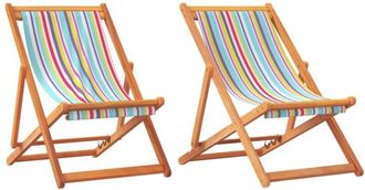 vidaXL Vidaxl - Sedie da Spiaggia Pieghevoli 2 pz in Tessuto Multicolore