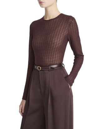 Vince Shadow Grid Crewneck Top