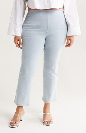 Lyssé Crystal Embellished Pull-On Baby Bootcut Ankle Jeans in Tinted Blue at Nordstrom, Size 3X