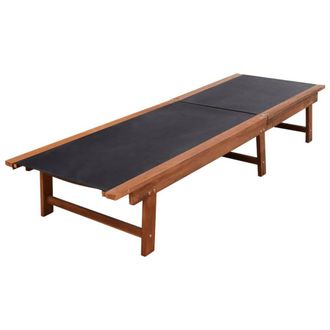 Berkfield Home Sun Loungers 2 pcs with Table Solid Acacia Wood & Textilene in Brown