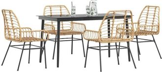 vidaXL Juego De Comedor Jard&iacute;n 5 Piezas Rat&aacute;n Sint&eacute;tico Marr&oacute;n Vidaxl