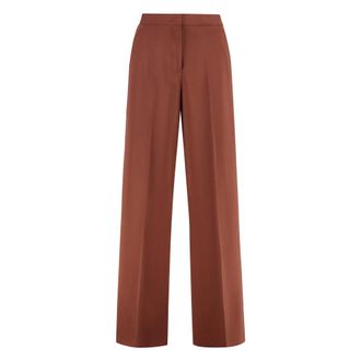 Pinko Pinko, Broeken, Dames, Bruin, M, Polyester, Pergamino high-waist wide-leg trousers