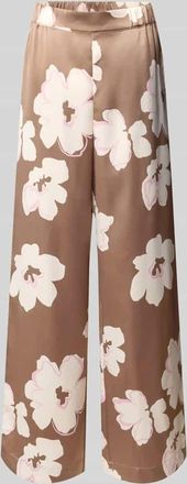 s.Oliver Black Label Loose Fit Satinhose mit Allover-Muster in Mittelbraun Mel, Gr&ouml;&szlig;e 38